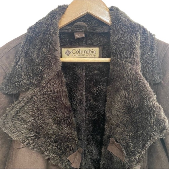 Columbia brown faux suede leather jacket Size M - Picture 5 of 5